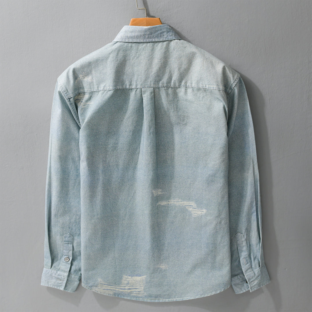 Herren Denim-Overshirt mit Used‑Effekt und Brusttasche Shop Nory