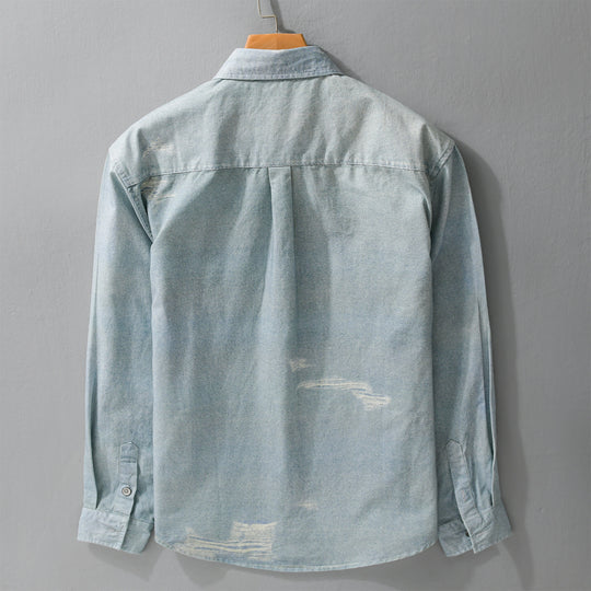 Herren Denim-Overshirt mit Used‑Effekt und Brusttasche Shop Nory