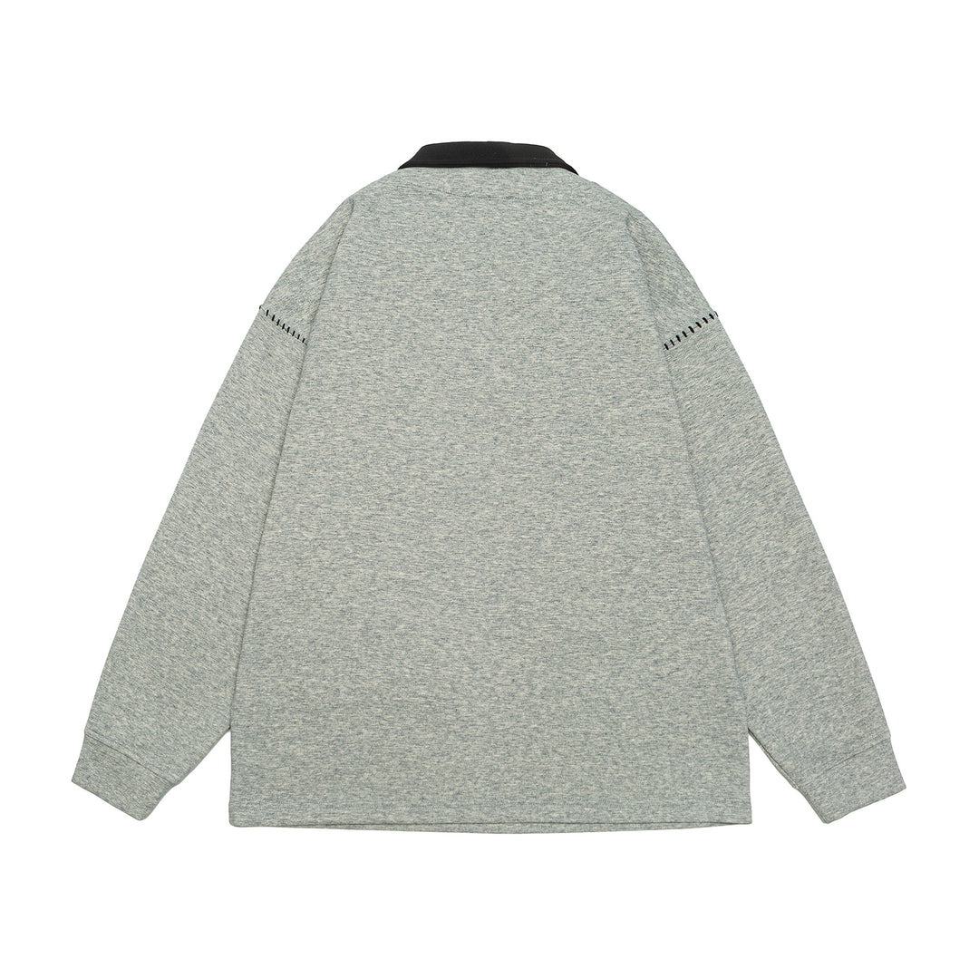 Unisex Oversize Polokragen-Sweatshirt mit Kontrastkragen und Zierperforation Shop Nory