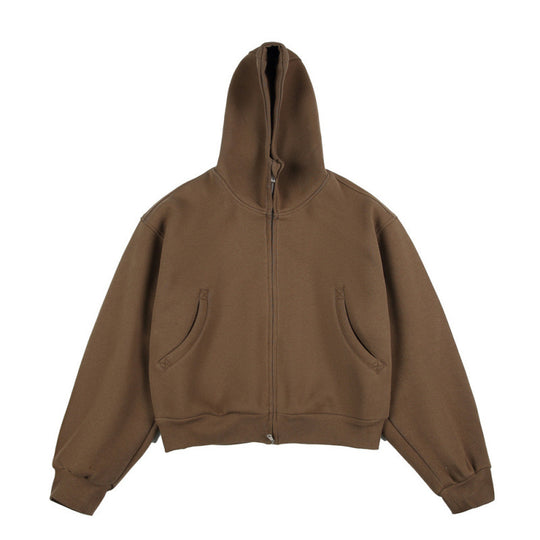 [Unisex] Kurze Boxy-Kapuzenjacke mit durchgehendem Reißverschluss und eingesetzten Eingrifftaschen Shop Nory