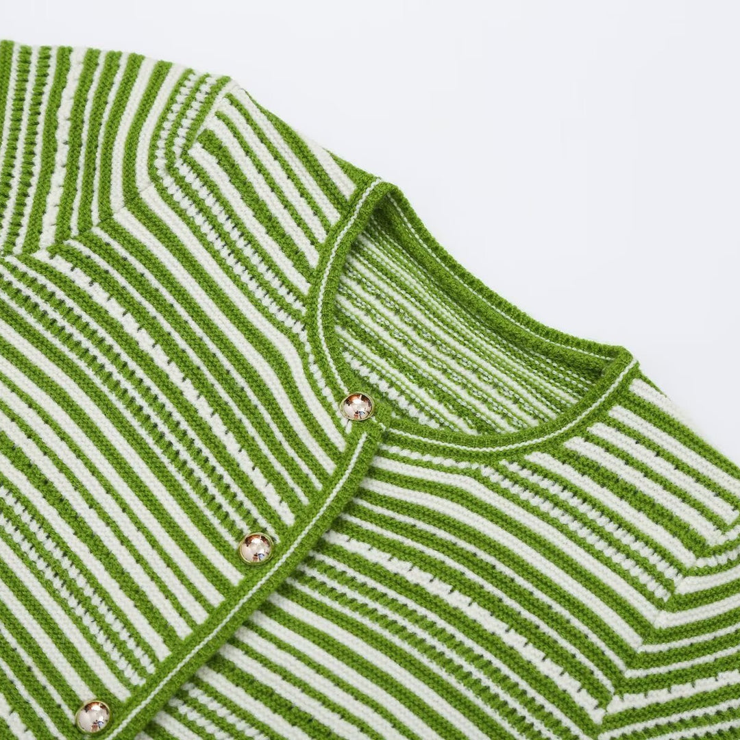Damen Strukturierter Streifen-Feinstrickcardigan mit Zierknöpfen Shop Nory