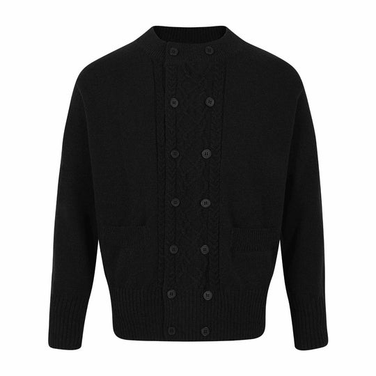 Herren Doppelt geknöpfte Strickcardigan mit Zopfmuster und Stehkragen Shop Nory