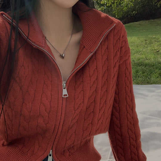Damen Grob gestrickte Zip-Cardigan Shop Nory