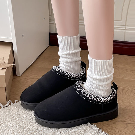 Damen Gefütterte Schlupf‑Hausschuhe im Bootie‑Stil mit Kunstfellfutter und dekorativer Zierborte Shop Nory