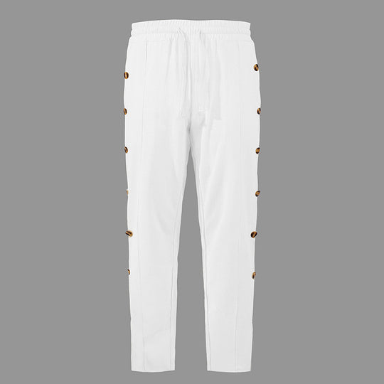 Herren Relaxed-Fit Freizeithose mit seitlichen Zierknopfleisten, elastischem Bund und Kordelzug Shop Nory
