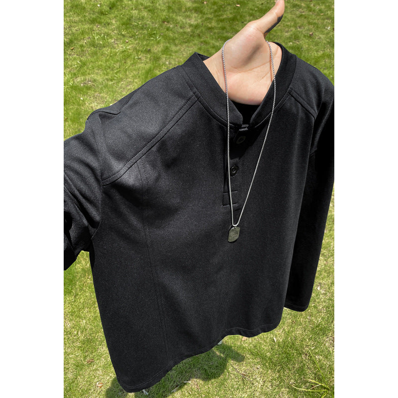 Herren Lässiges Langarmshirt mit Knopfleiste Shop Nory