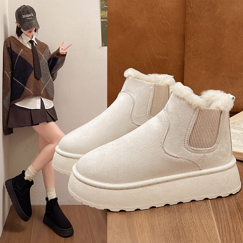 Damen Gefütterte Chelsea‑AnklShop Noryoots mit Faux‑Fur, elastischem Einsatz und Plateau‑Sohle Shop Nory