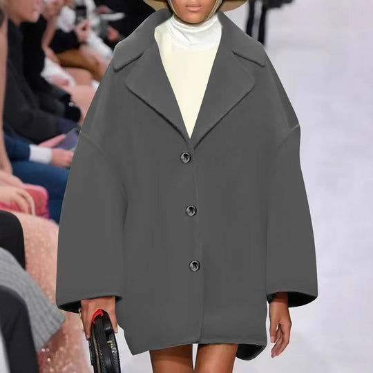 Damen Oversize-Kurzmantel mit weitem Revers und Knopfverschluss Shop Nory