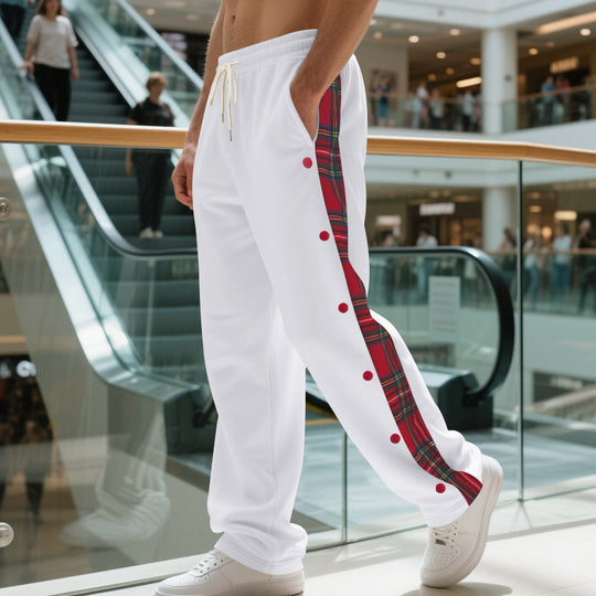 Herren nan Sweatpants mit seitlichem Karostreifen, Druckknopfleiste und Kordelzug Shop Nory