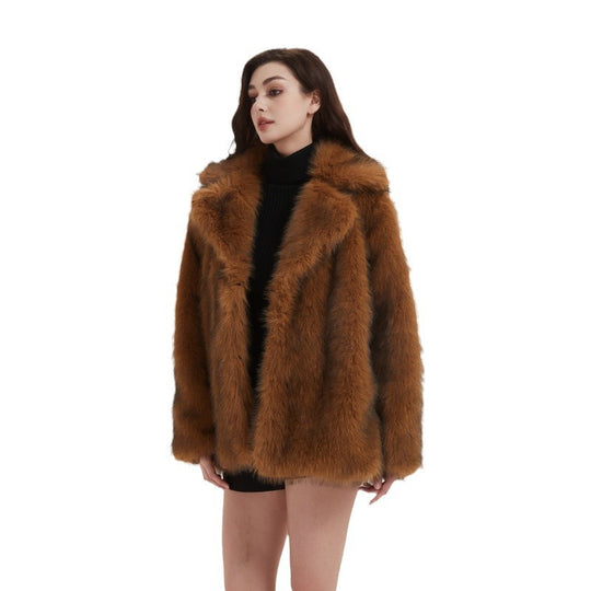 Damen Boxy-Kurzmantel aus dichtem langfaserigem Kunstpelz mit offener Front Shop Nory