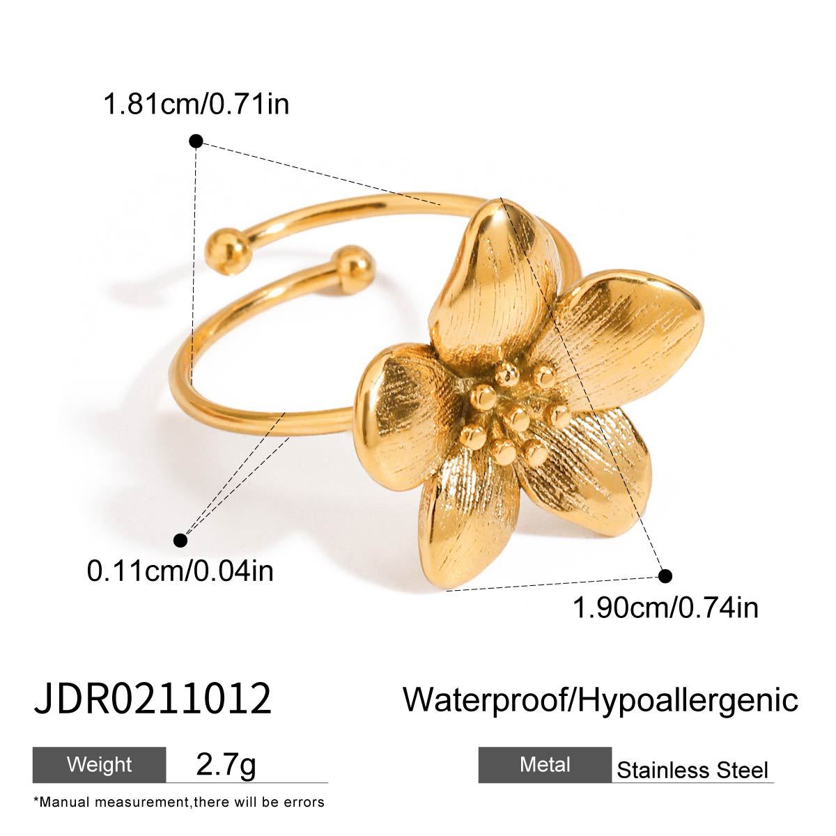 Damen Offenes Armband mit kunstvollem Blumenmotiv aus hypoallergenem Edelstahl Shop Nory