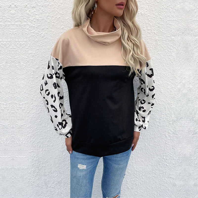 Damen Oversize-Pullover mit Schalkragen, Colourblock und Ballonärmeln Shop Nory
