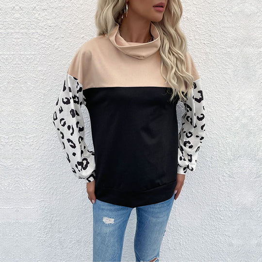 Damen Oversize-Pullover mit Schalkragen, Colourblock und Ballonärmeln Shop Nory