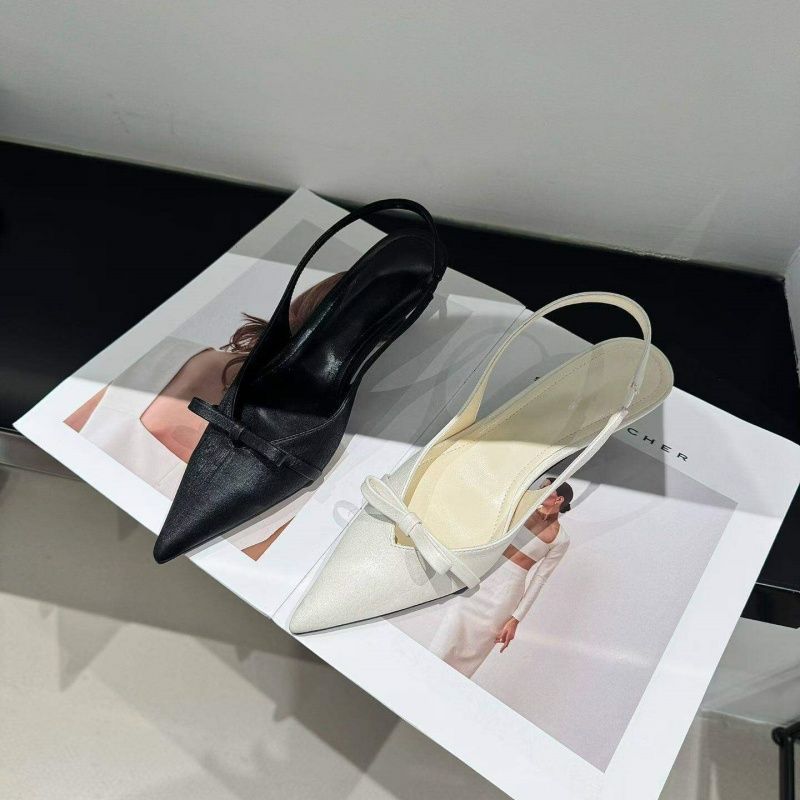 Damen elegante Slingback-Pumps mit feinem Riemchen und Schleifenapplikation