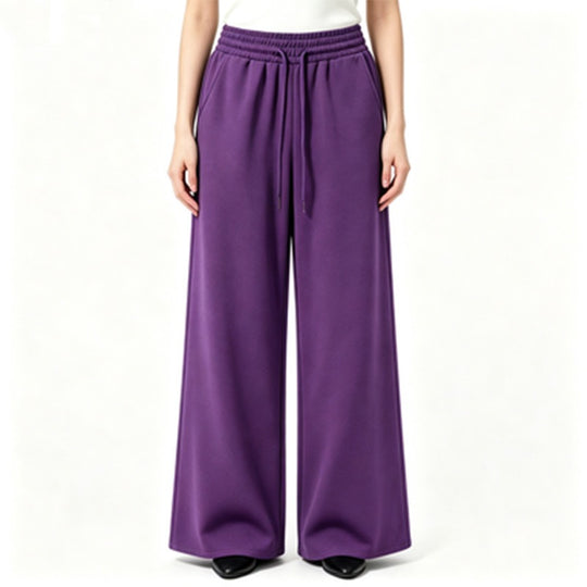Damen nan weite High-Waist Loungehose mit elastischem Bund, Kordelzug und fließendem Jersey Shop Nory