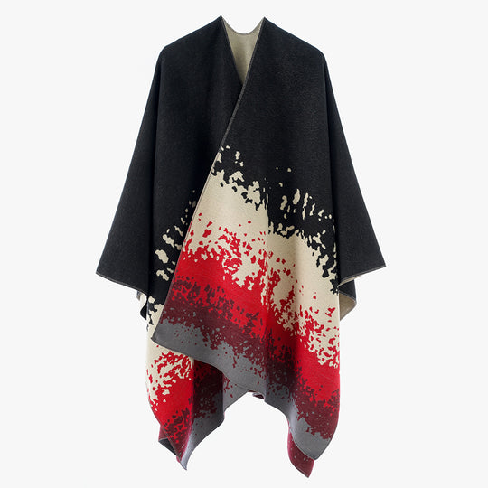Damen Oversize Cape‑Stola im Doppelgewebe mit abstraktem Punktjacquard Shop Nory
