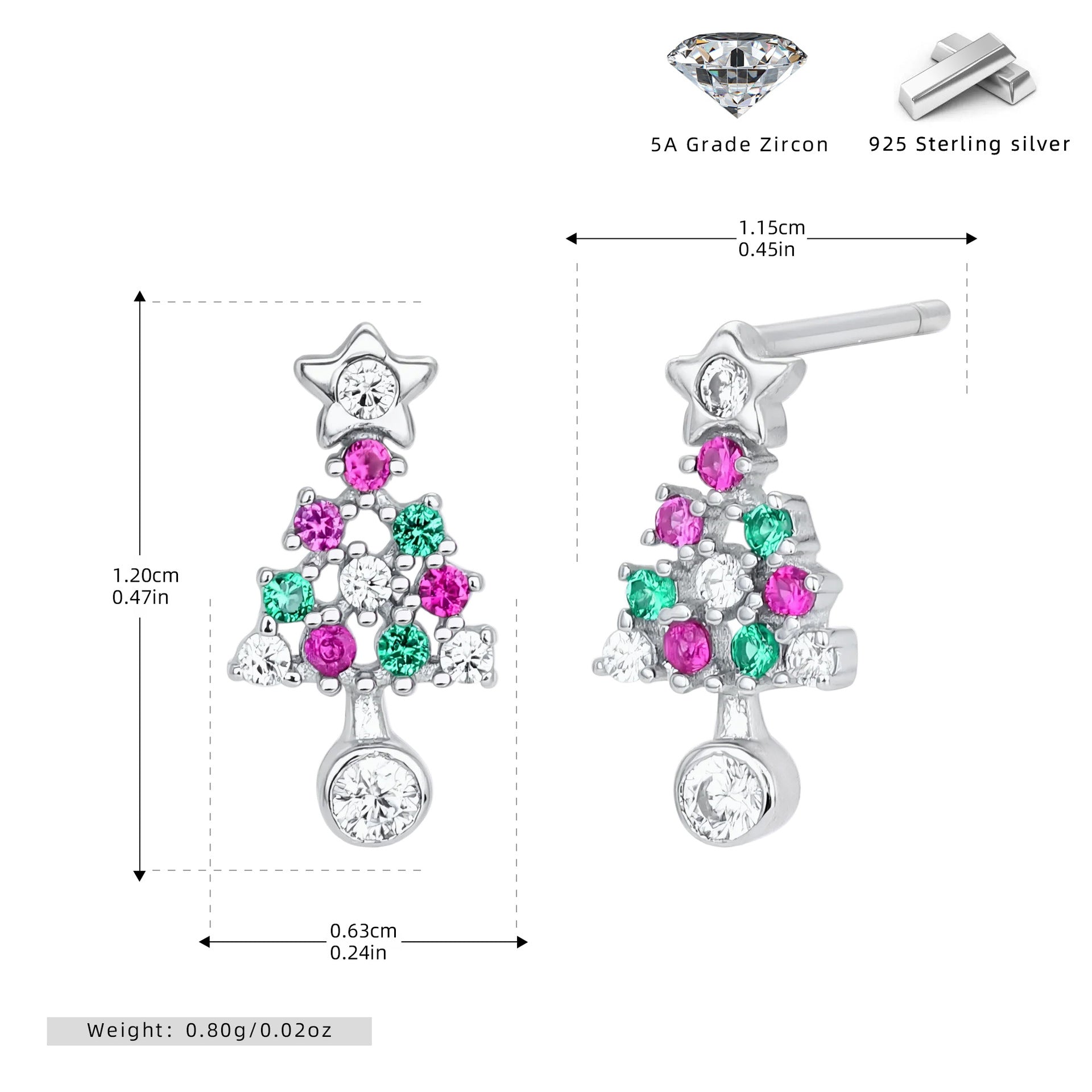 Damen Ohrhänger im stilvollen Weihnachtsbaum-Design aus 925 Sterling Silber Shop Nory
