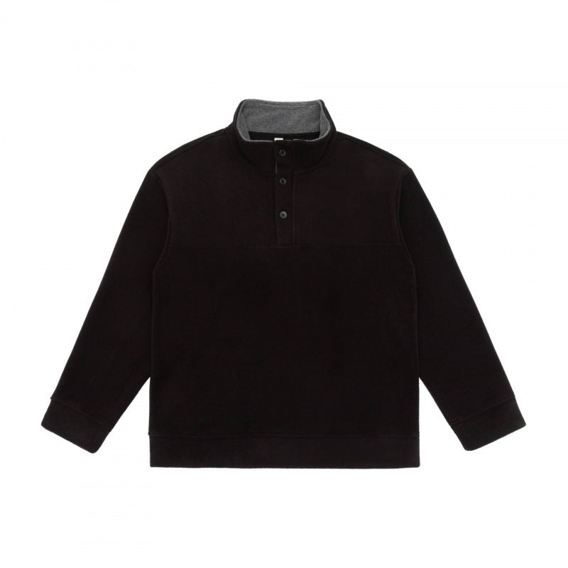Unisex Henley-Fleecepullover mit kurzem Knopfverschluss, Stehkragen und Boxy‑Schnitt Shop Nory