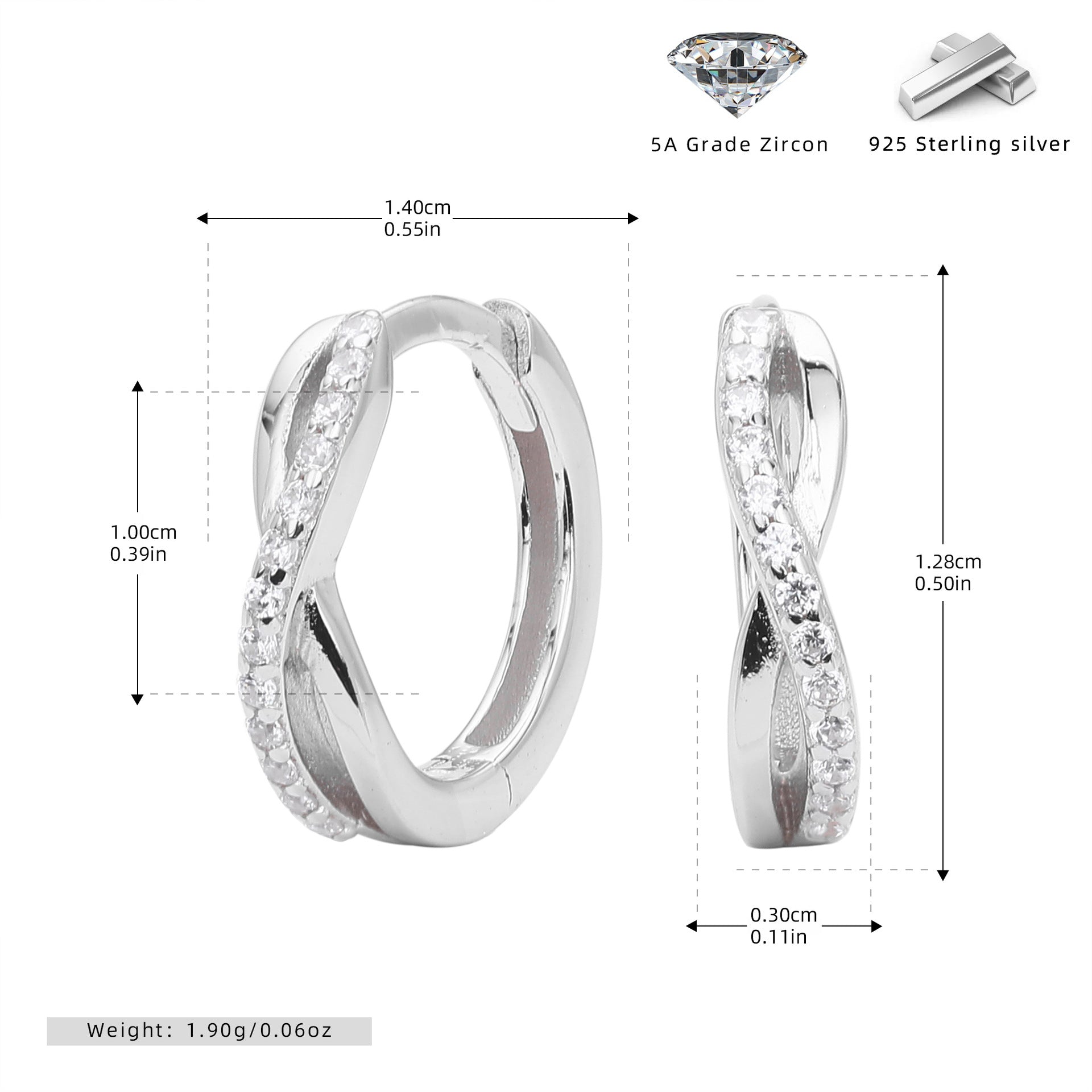 Damen Ohrhänger mit einzigartigem Design aus 925 Sterling Silber und funkelnden Zirkonia Shop Nory