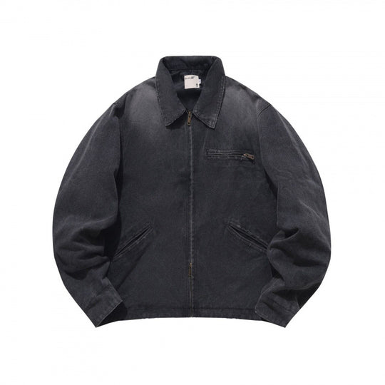 Herren Lockere Workerjacke aus weichem Canvas mit Reißverschluss Shop Nory