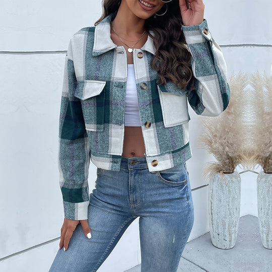 Damen Kariertes Freizeitjacke Shop Nory