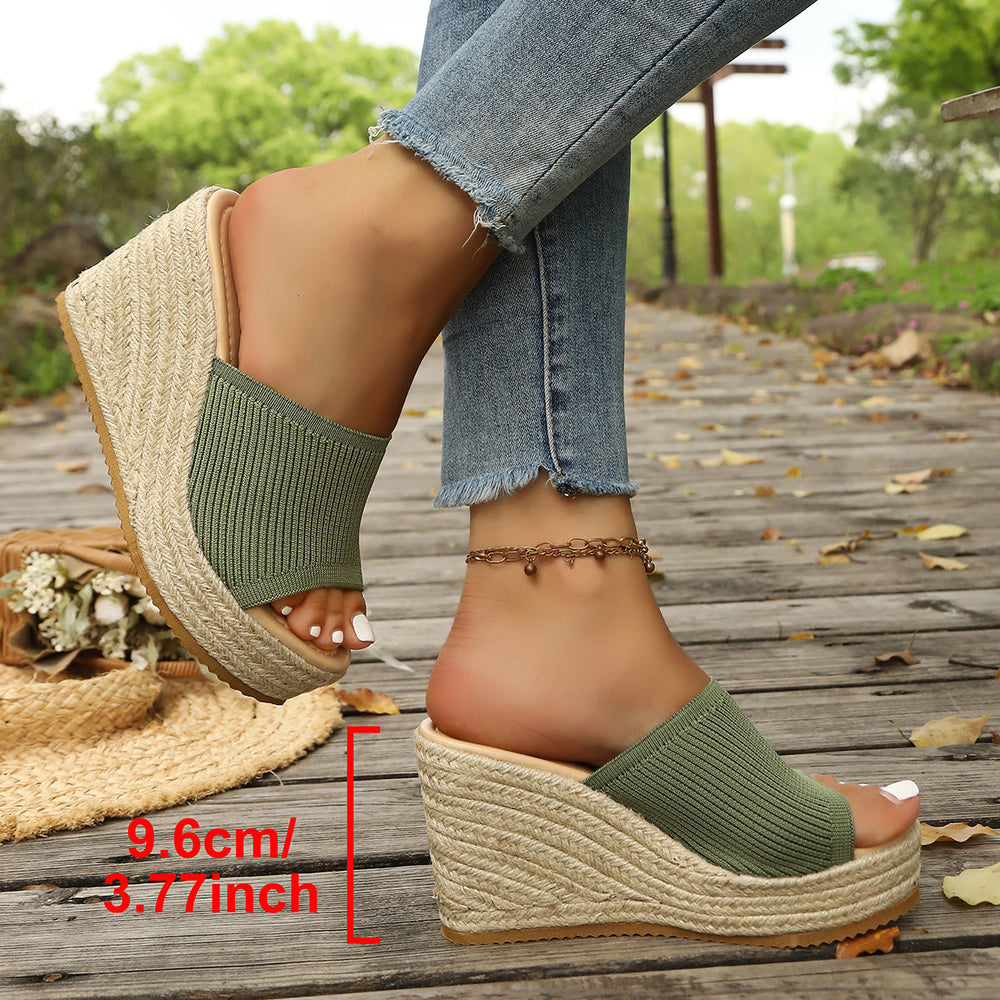Damen modische Wedge-Pantoletten mit elastischem Obermaterial