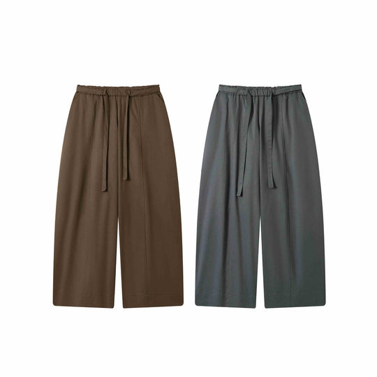 Damen Culotte-Hose mit hoher Taille weitem Bein und Bindegürtel Shop Nory
