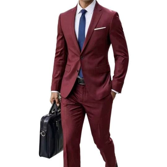 Herren Zweiteiliger Slim-Fit Businessanzug mit tailliertem Revers und schlanker Anzughose Shop Nory