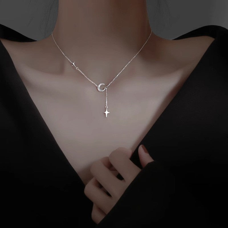 Damen Halskette mit Mond- und Sternanhänger Shop Nory