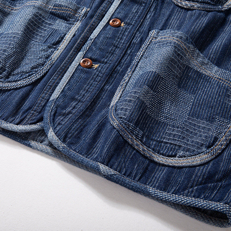Herren Ärmellose Denim‑Weste im Workwear‑Look mit großformatigen aufgesetzten Taschen Shop Nory