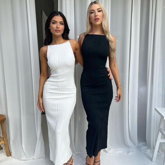 Damen Elegantes bodenlanges Kleid mit strukturiertem Design