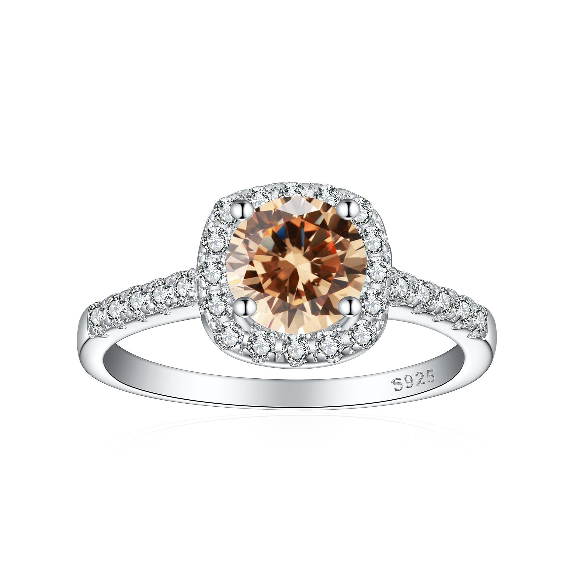 Damen Ring mit funkelndem pinkem Hauptstein und eleganten Zirkonia-Details Shop Nory