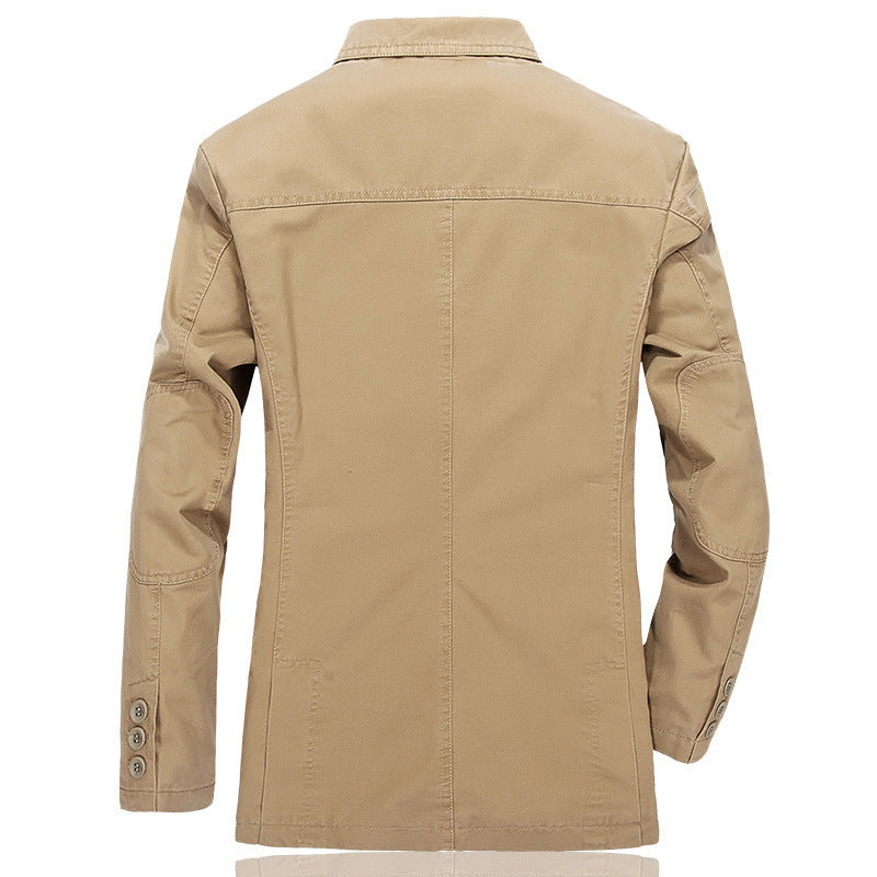 Herren Casual-Canvas-Sakko im Worker-Blouson-Stil mit Hemdkragen und aufgesetzten Taschen Shop Nory