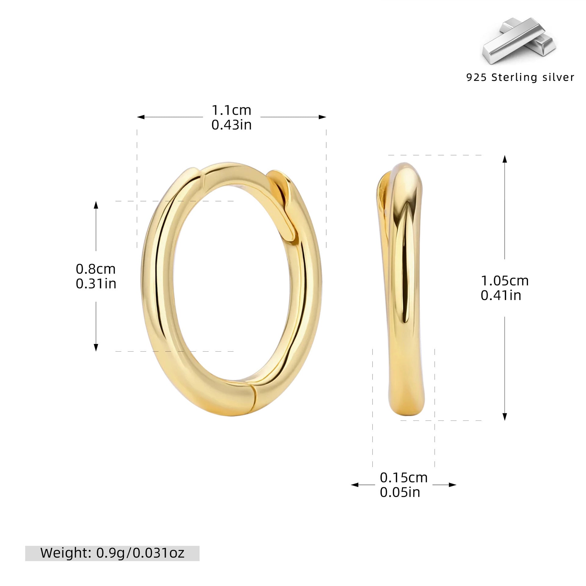 Damen Creolen mit modernem, geschwungenem Design aus 925 Sterling Silber Shop Nory