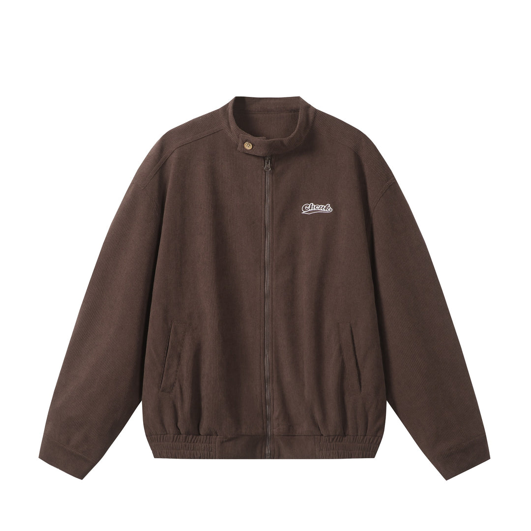 Unisex weit geschnittene Cord‑Blousonjacke mit Stehkragen, durchgehendem Reißverschluss und elastischem Saum Shop Nory