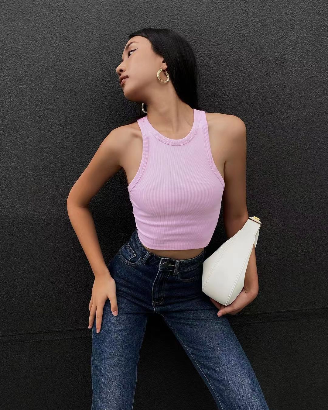 Damen Einfaches und bequemes Tanktop aus hochwertiger Baumwolle
