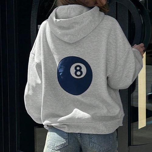 Damen Oversize-Kapuzenpullover mit Acht-Ball-Applikation Shop Nory
