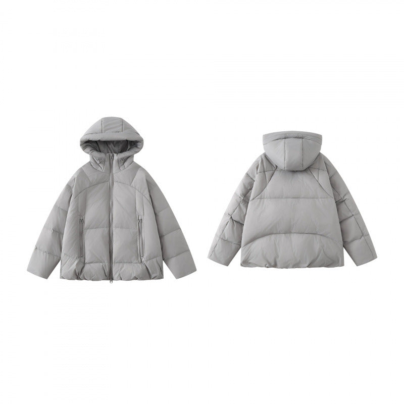 Unisex Kurz geschnittene thermoisolierende Pufferjacke mit verstellbarer Kapuze und Zwei-Wege-Reißverschluss Shop Nory