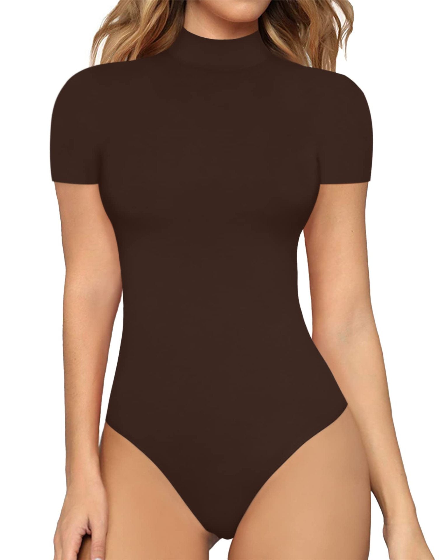 Damen Body mit kurzem Ärmel und hohem Kragen