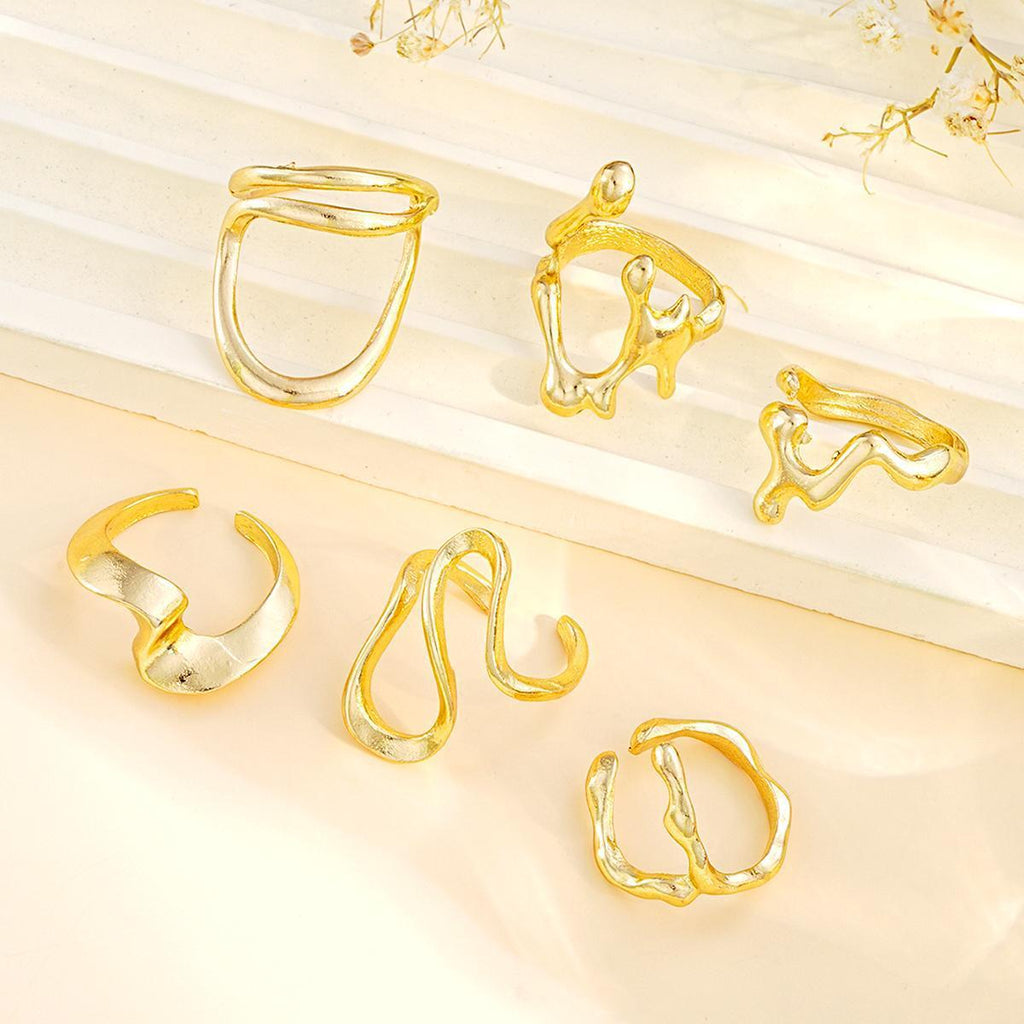 Damen Schmuckring-Set mit kreativen und organischen Formen Shop Nory