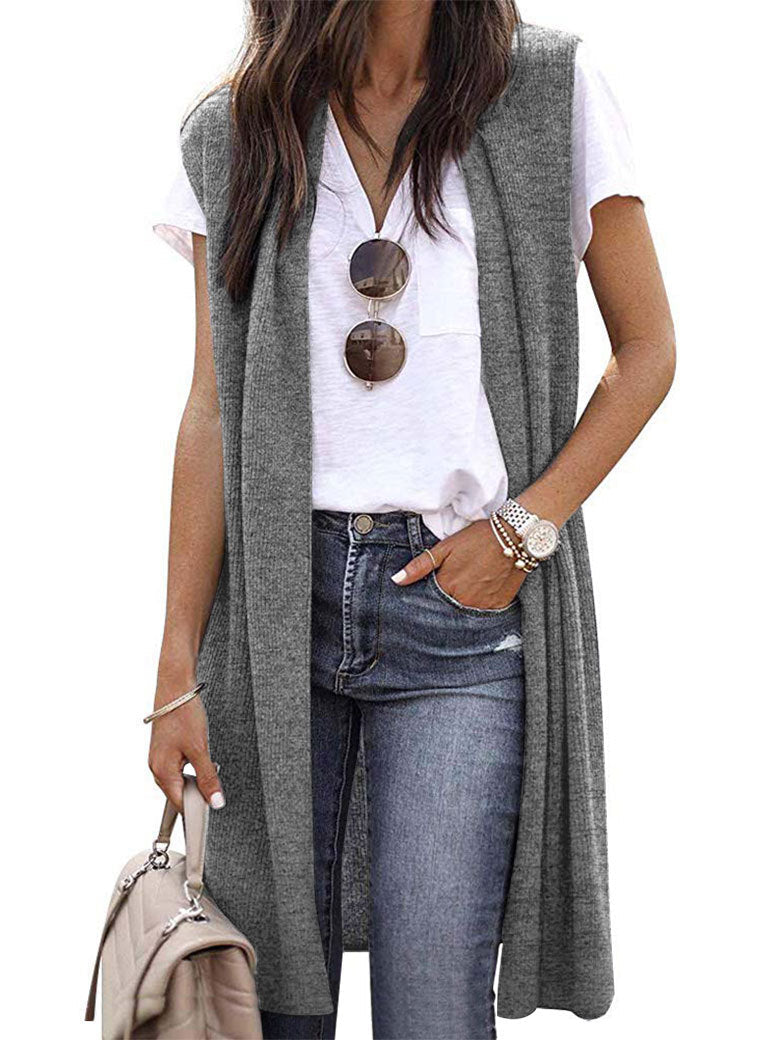 Damen Elegante Langstrickweste im lässigen Stil Shopnory