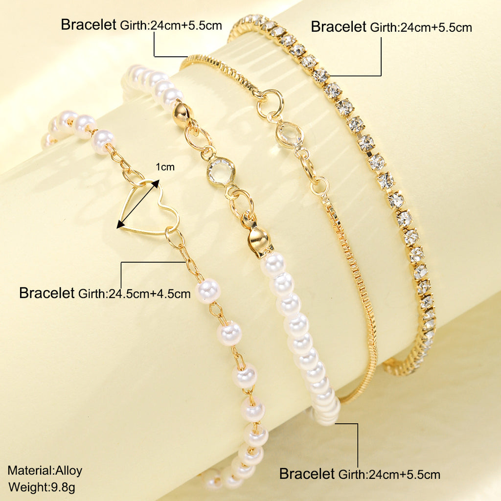 Damen Armband-Set mit feinen Perlen und glitzernden Akzenten Shop Nory