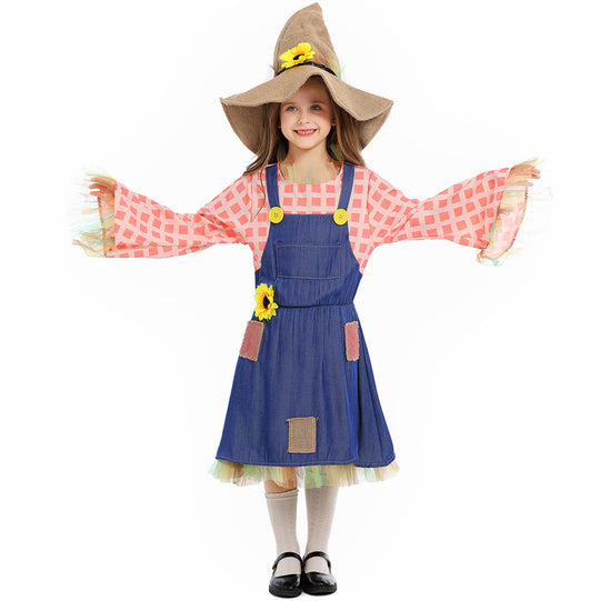 Mädchen Schürzenkleid mit Sonnenblumen-Akzenten und Hut Shop Nory