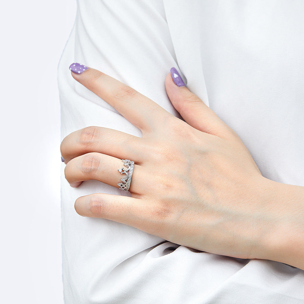 Damen Krone Ring mit funkelnden Zirkonia-Steinen Shop Nory