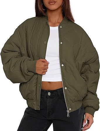 Damen Übergroße Stepp-Bomberjacke mit wattierter Polsterung und Raglanärmeln Shop Nory