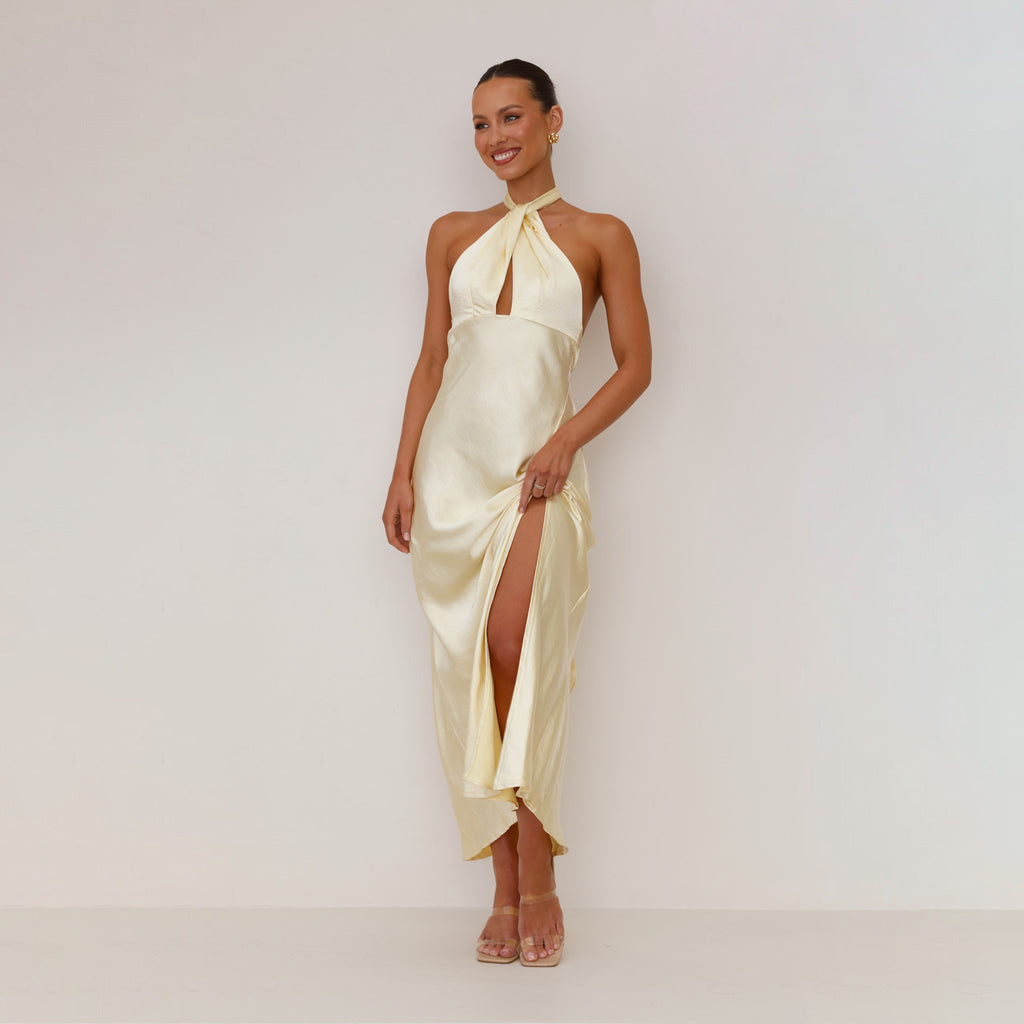Damen Langkleid mit elegantem Wickeldesign und schickem Schlitz