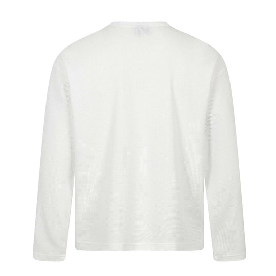 Herren Langarm-Henleyshirt mit Waffelstruktur, Knopfleiste und großflächigem Grafikprint Shop Nory