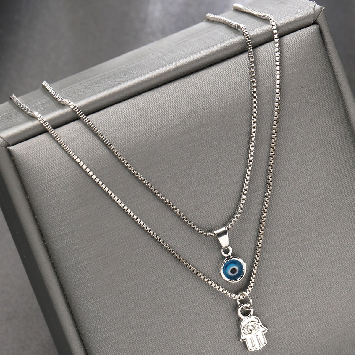 Damen Halskette Set mit schützendem Auge und Handanhänger Shop Nory