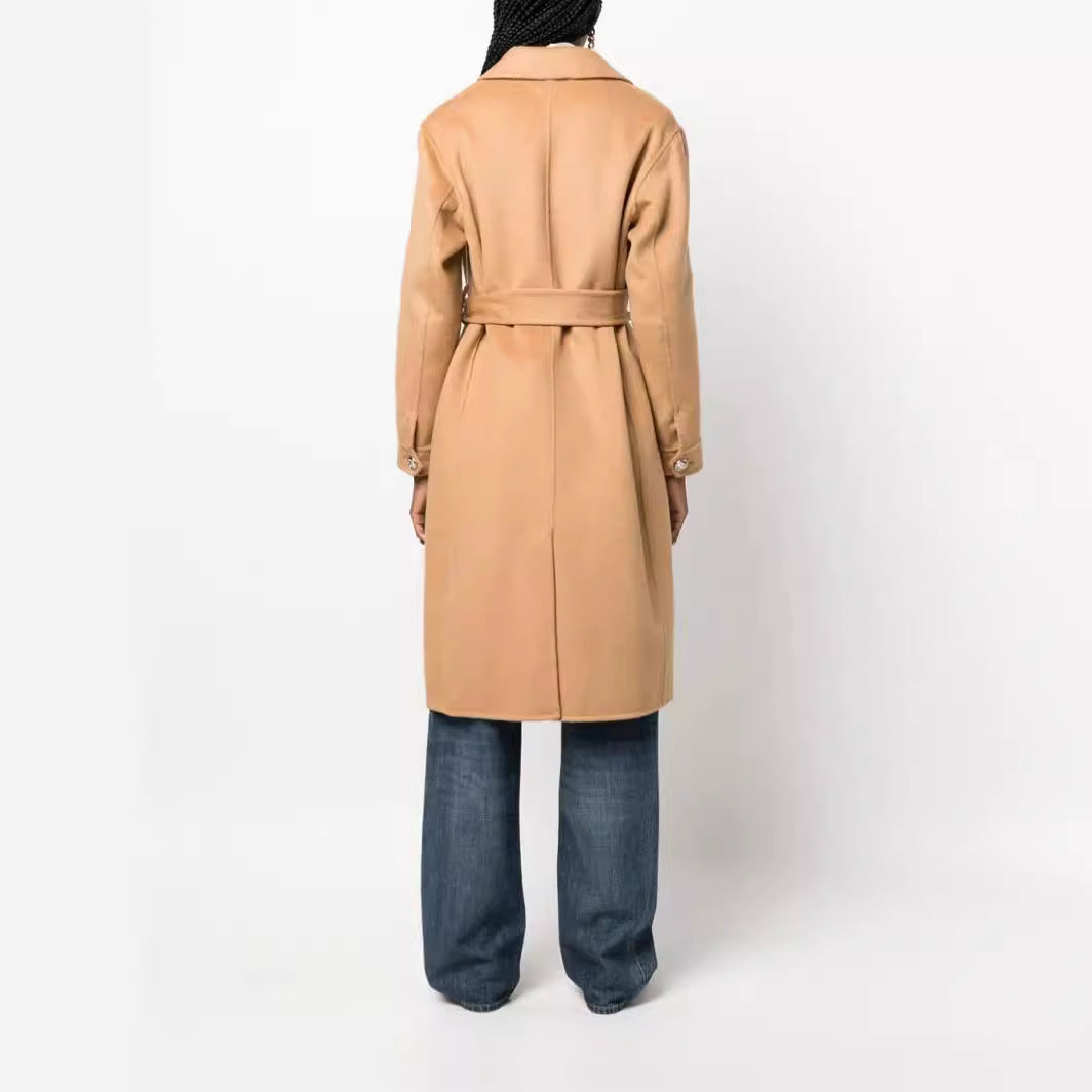 Damen Midilanger Wickelmantel im Clean‑Cut aus Woll‑Kaschmirmix mit Bindegürtel Shop Nory
