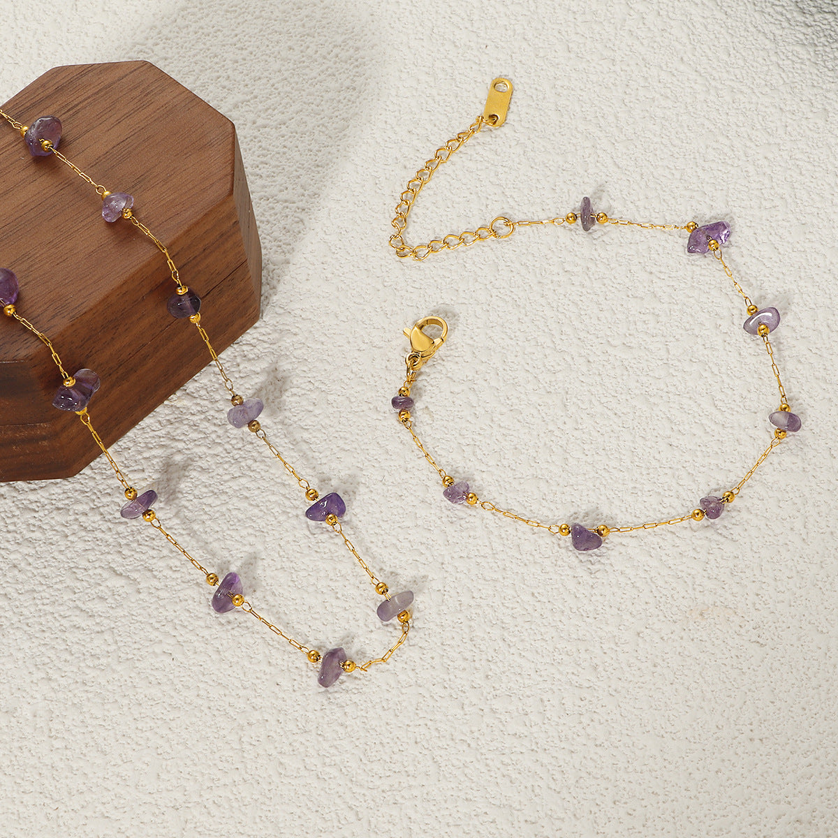 Damen elegante Kette mit Amethyst-Elementen Shop Nory